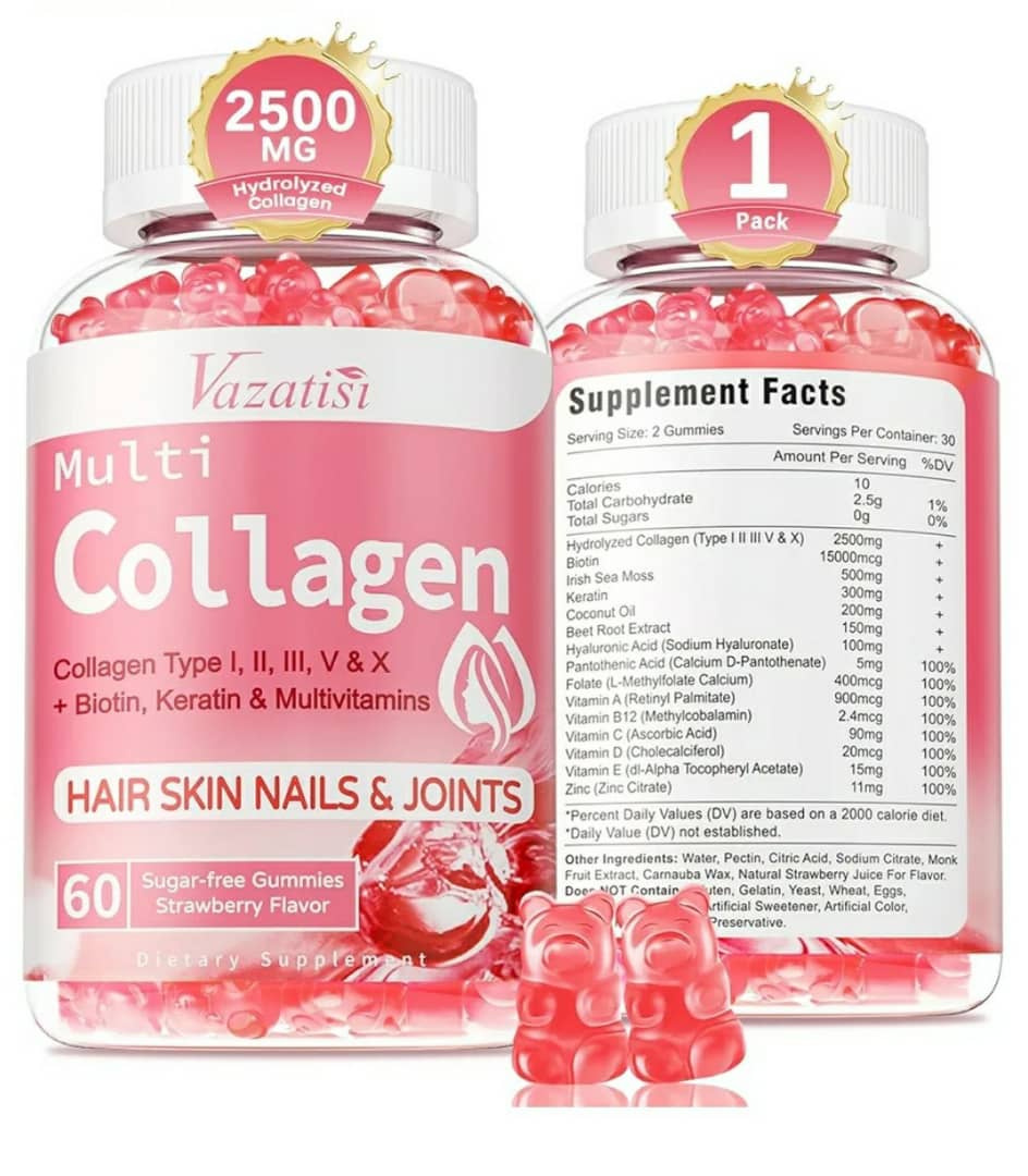 Collagen Peptide Gummies for Women and Men Sugar Free,60 Count